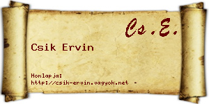 Csik Ervin névjegykártya