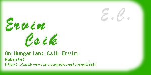 ervin csik business card